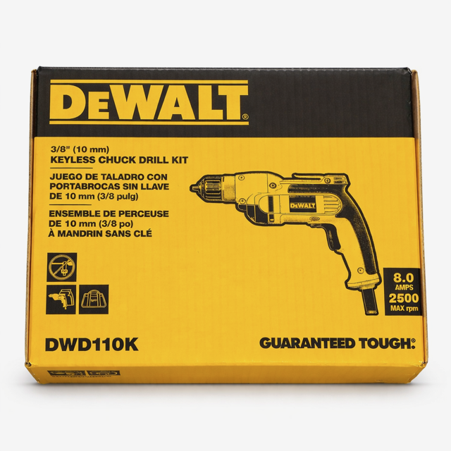 DEWALT DWD110K 3/8 in. Keyless Chuck Drill Kit – 8 Amp Corded Drill