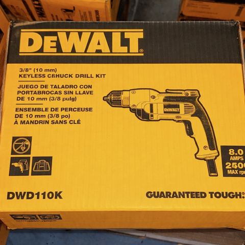 DEWALT DWD110K 3/8 in. Keyless Chuck Drill Kit – 8 Amp Corded Drill image 2