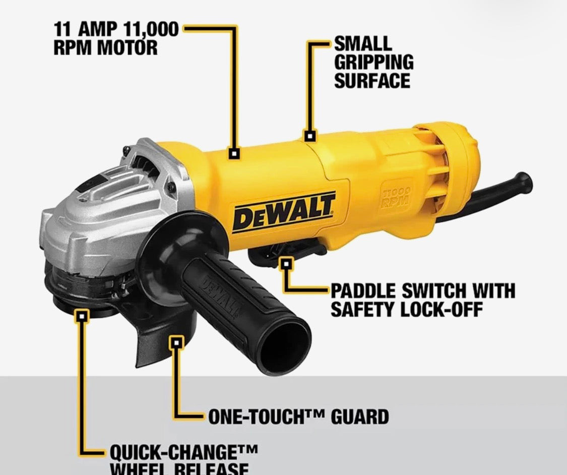 DEWALT DWE402W 4-1/2” 11-Amp Paddle Switch Angle Grinder (With Wheel) image 2